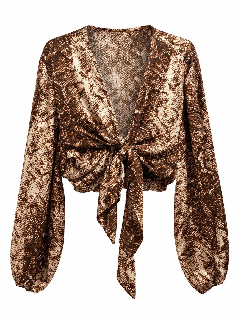 Blusa de Nudo Estampado Serpiente