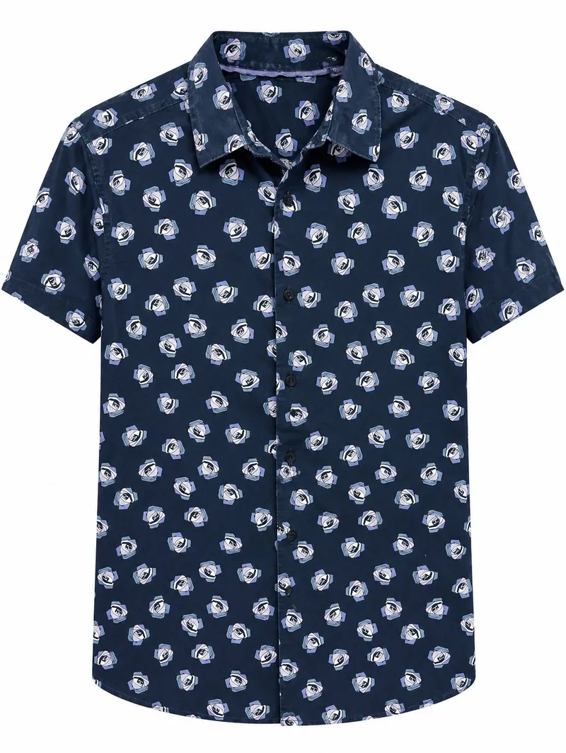Camisa Manga Corta Rosas