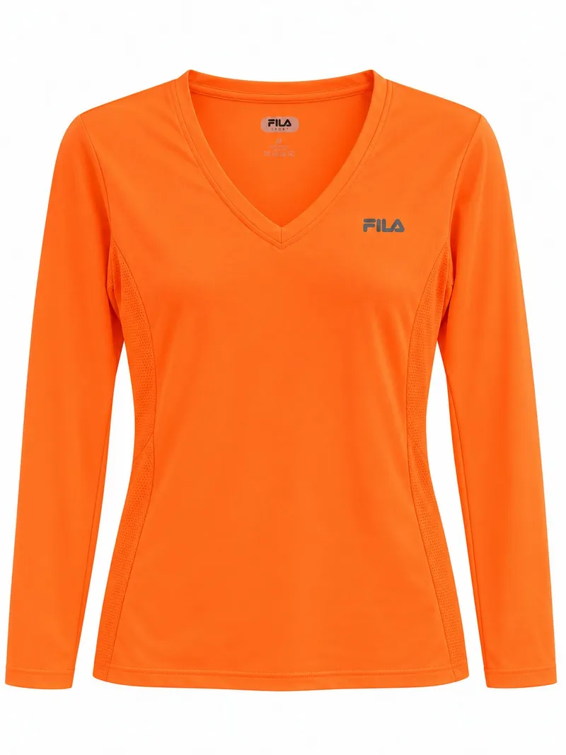 Neon Orange FILA Athletic V-Neck Shirt
