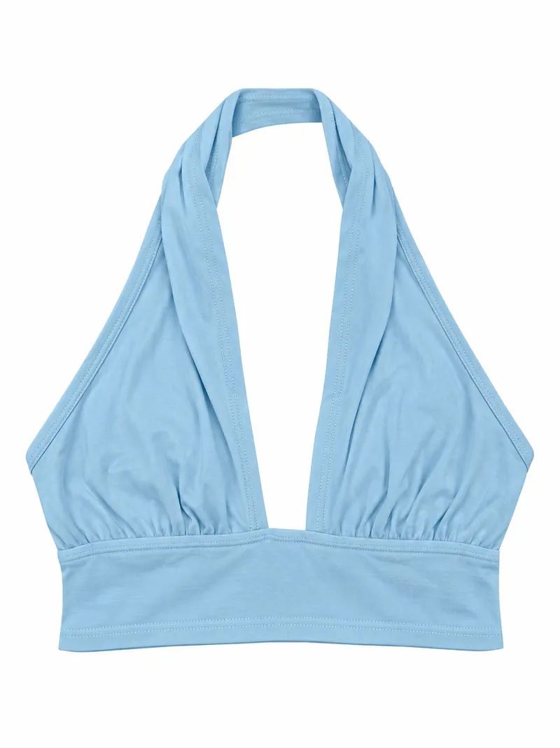 Pastel Blue Halter Crop Top