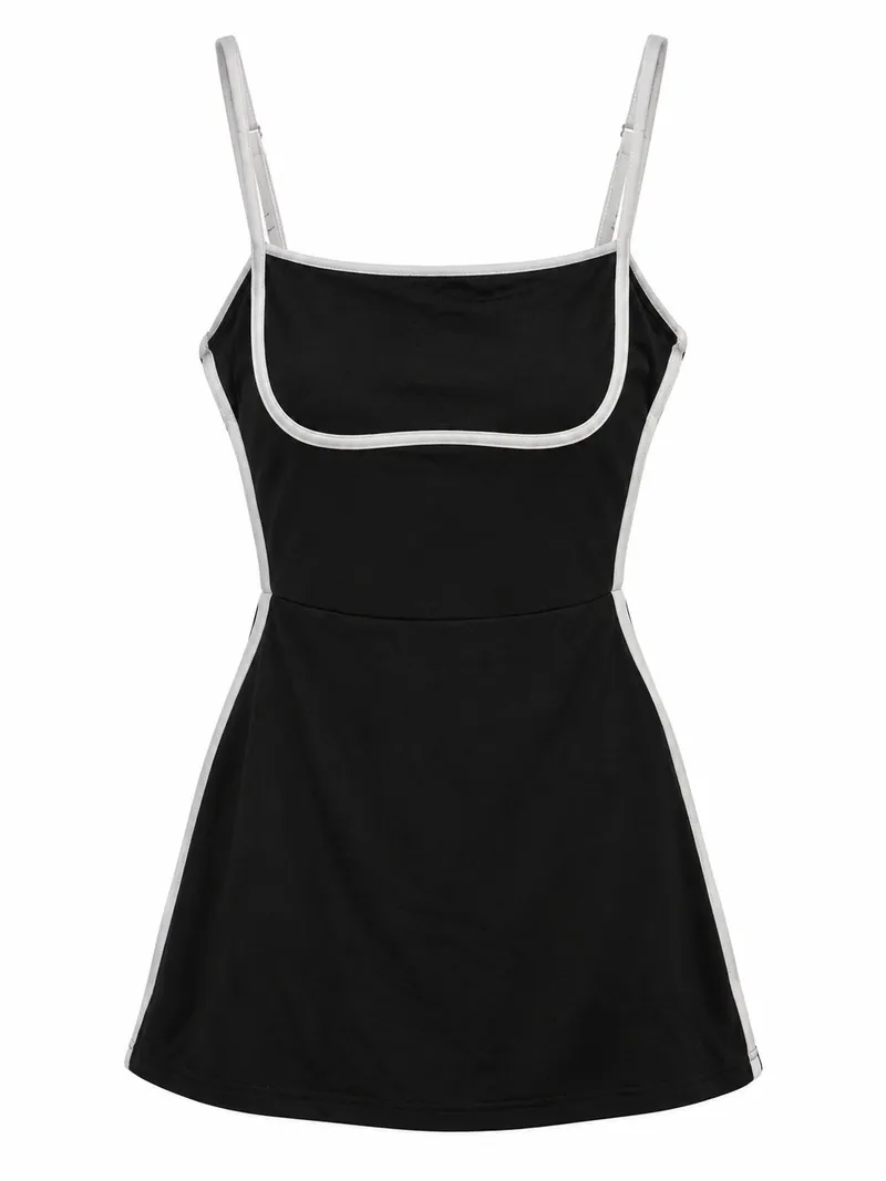 Black Spaghetti-Strap Mini Dress