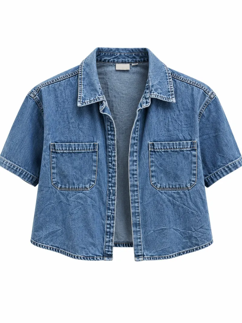 Cropped Denim Short Sleeve