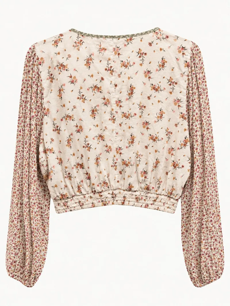 Blusa Cropped con Estampado de Flores, foto 2