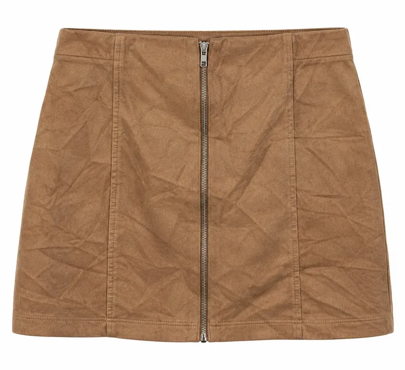 Camel Suede Mini Skirt