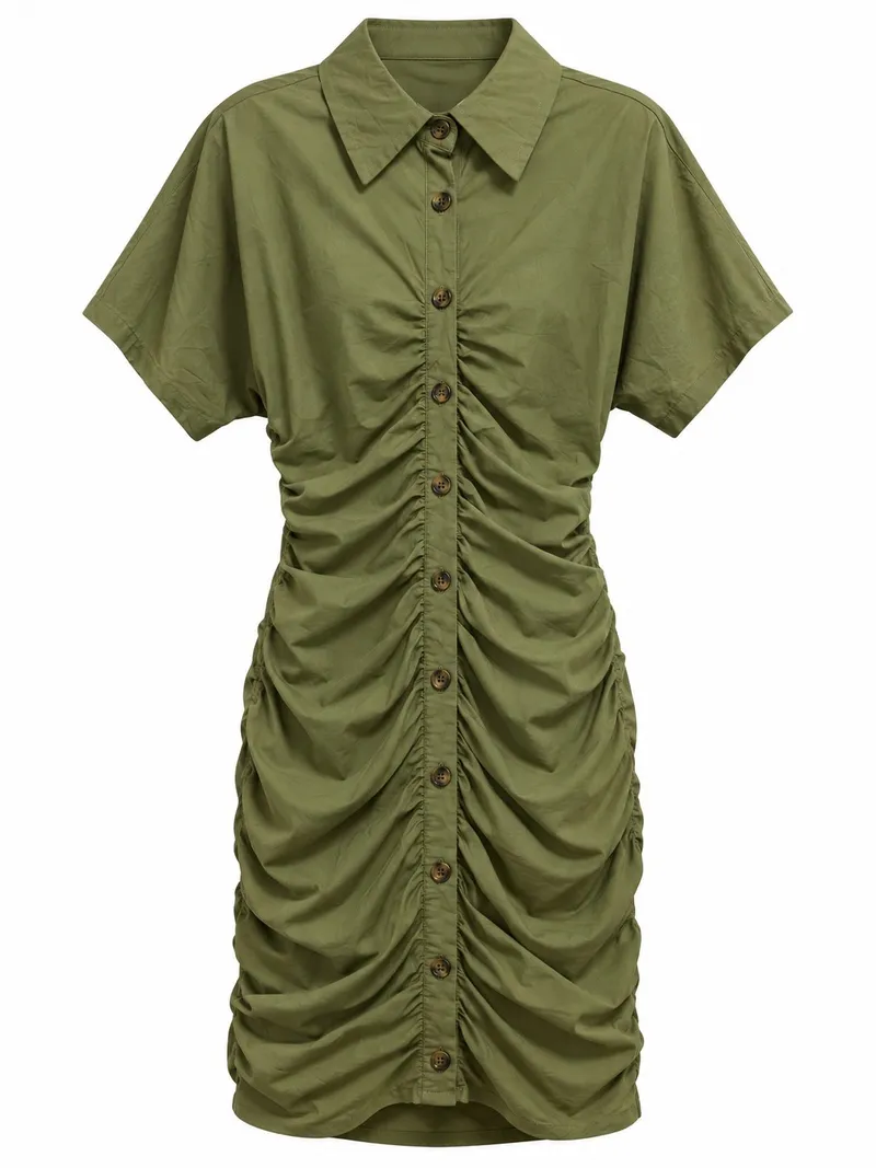 Vestido Camisero Olive Ruched