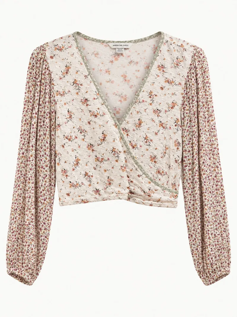 Blusa Cropped con Estampado de Flores