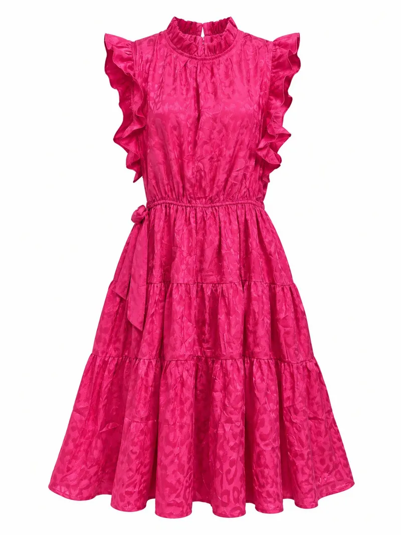 Vibrant Fuchsia Tiered Ruffle Dress