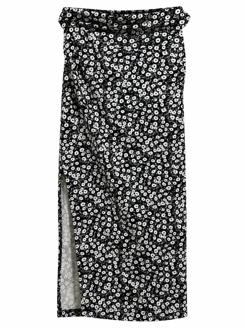 Floral Maxi Skirt B&W
