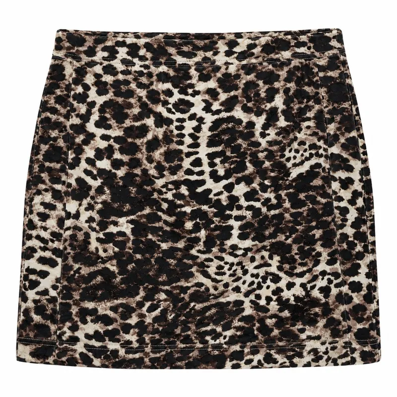 Leopard Print Velvet Mini Skirt
