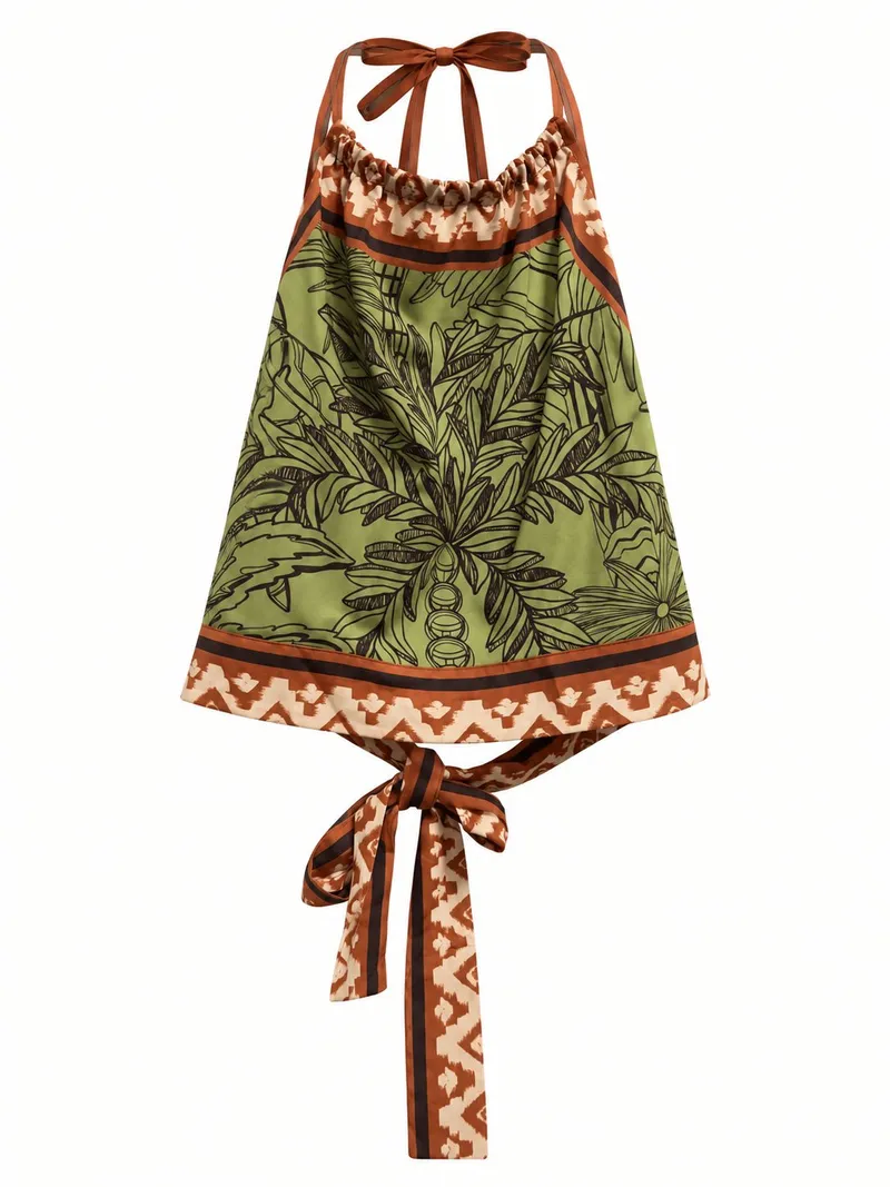 Top Halter Estampado Palmeras