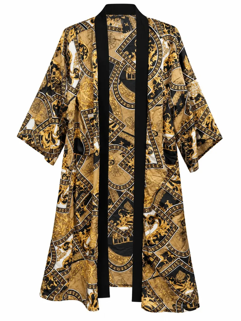Baroque Chain Print Kimono Robe