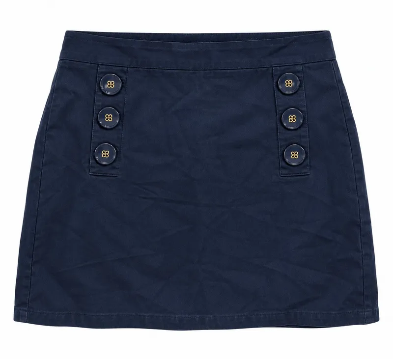 Navy Sailor-Button Mini Skirt