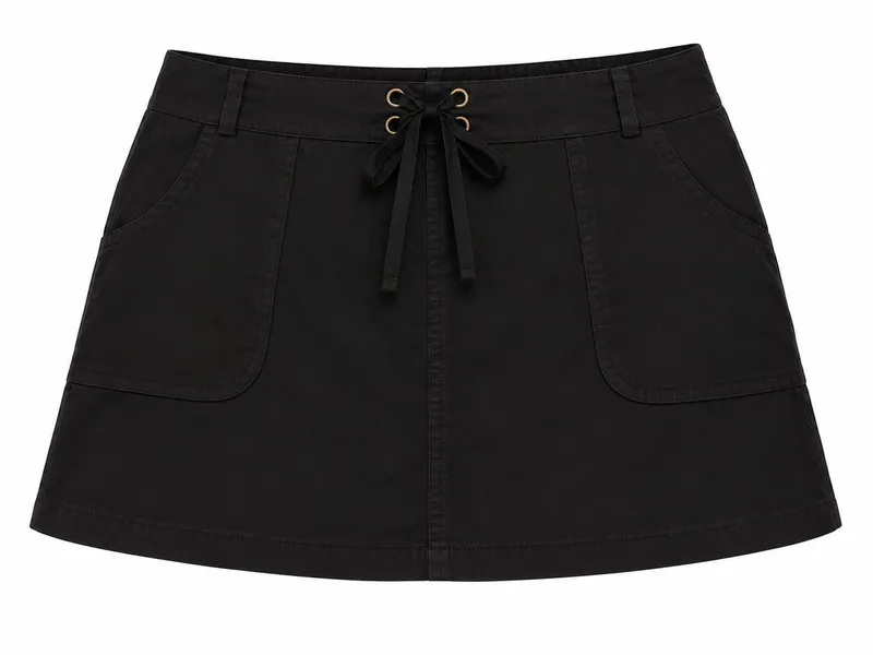 Black Lace-Up Utility Mini Skirt