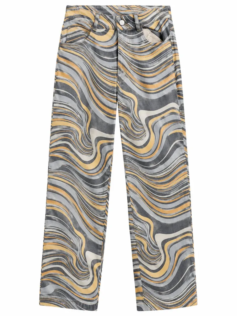 Pantalón Estampado Ondas Retro