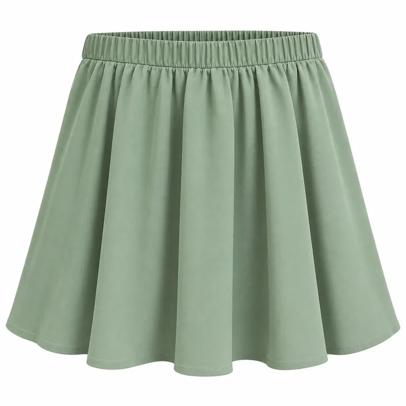Sage Green Gathered Flared Skirt
