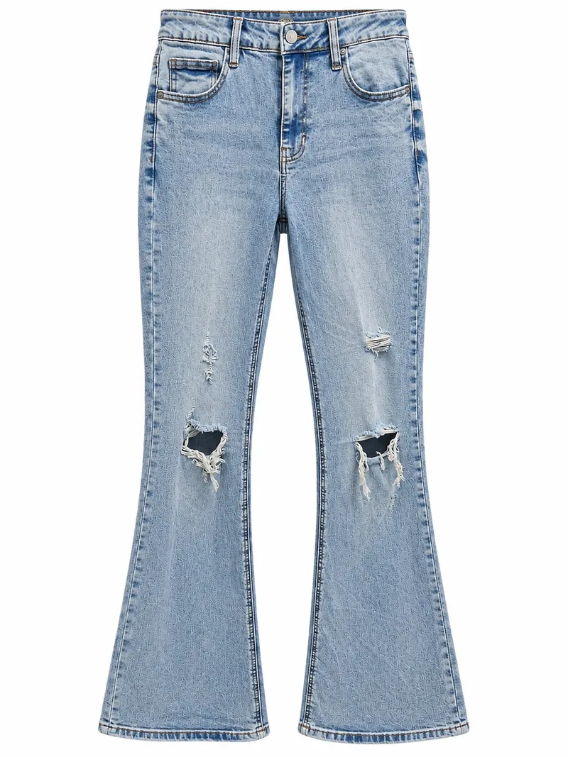 Jeans Flare Rotos Light Wash