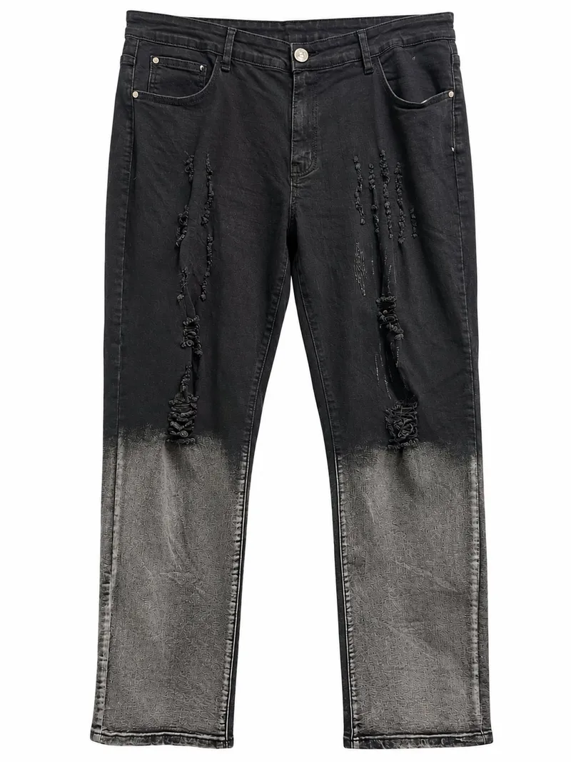 Ombré Distressed Black Denim Jeans