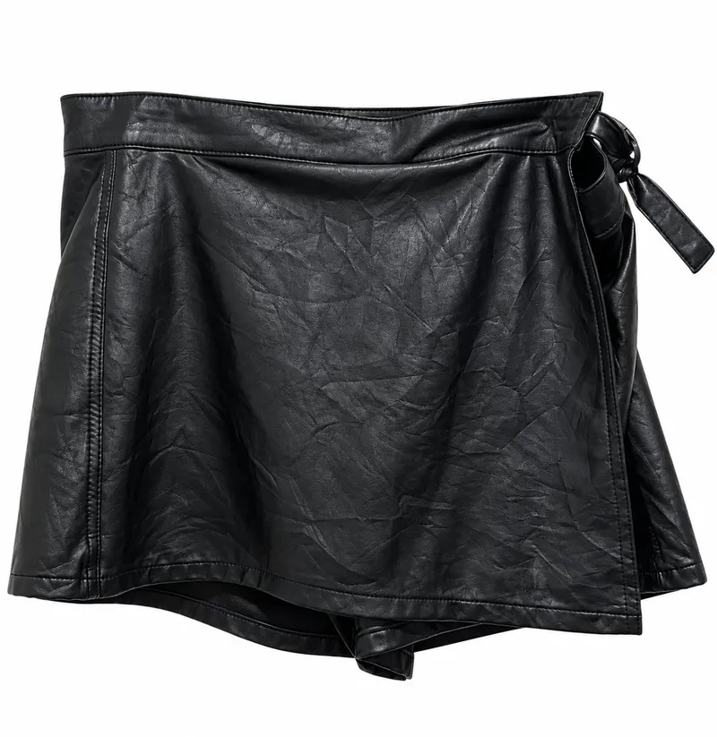 Falda Pantalón Faux Leather Black