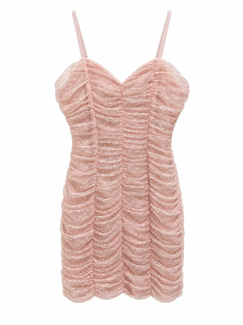 Vestido Pink Ruched Mesh