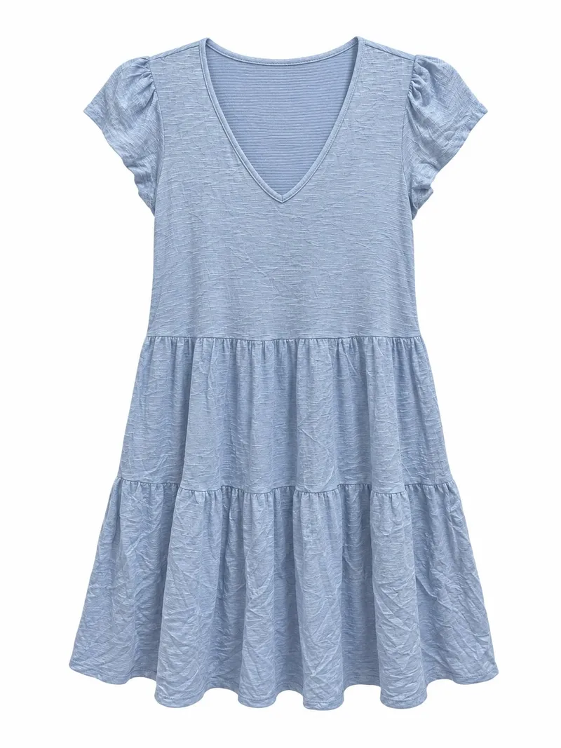 Light Blue Tiered Babydoll Dress