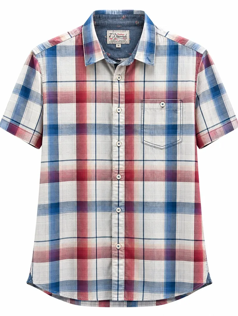 Camisa Casual Multi-Plaid Vintage