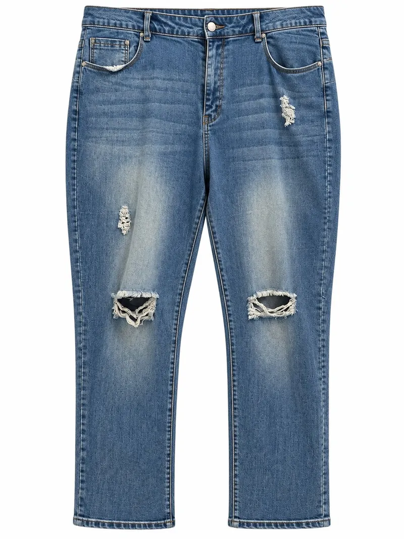 Distressed Blue Denim Jeans