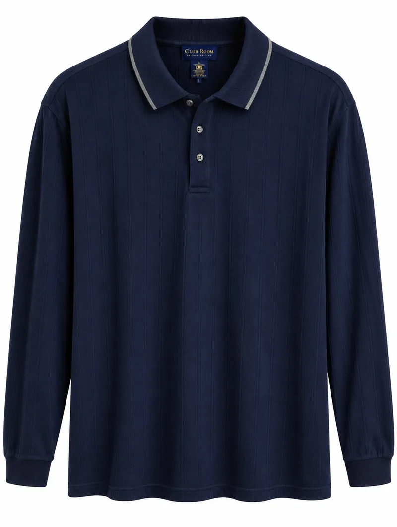 Polo Manga Larga Striped Collar