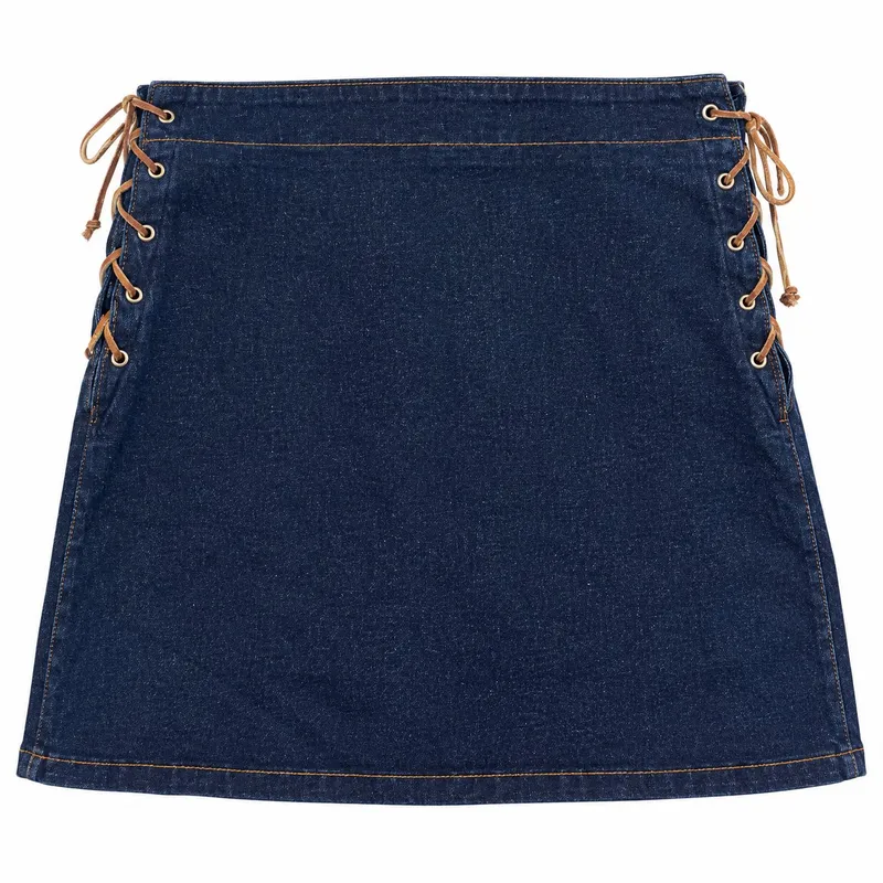 Mini Falda Denim Lace-Up