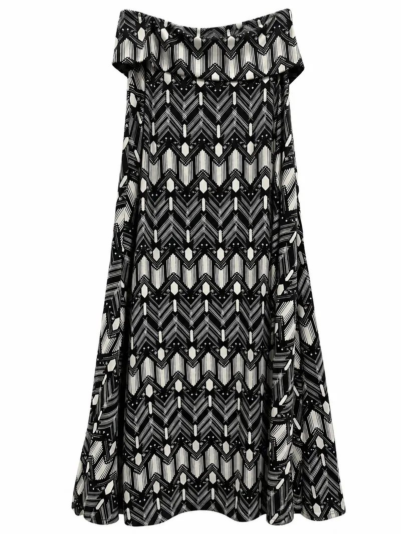 Falda Maxi Geométrica Black & White