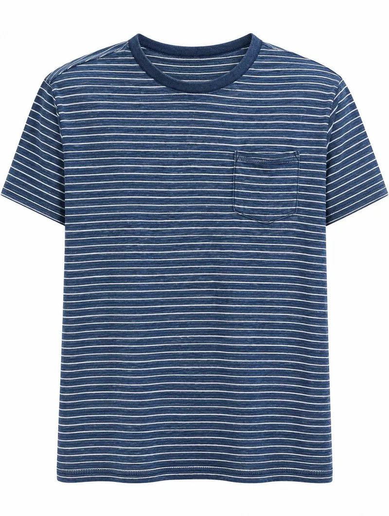 Camisa Casual Striped Navy & White