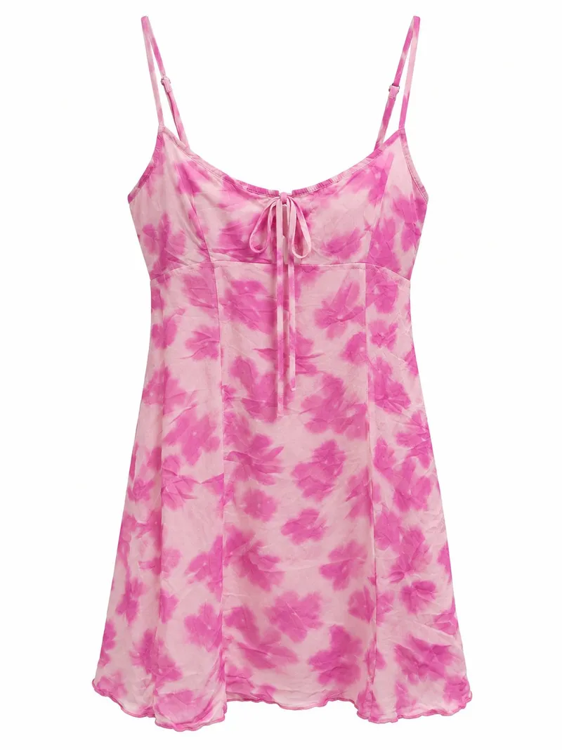 Pink Floral Tie-Front Sundress