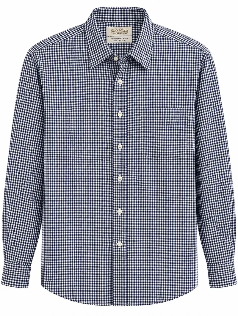 Camisa de Microcuadros Navy & White