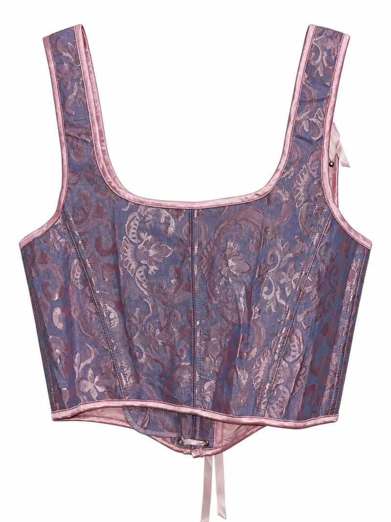 Lavender Brocade Lace-Up Corset Top 11, foto 2